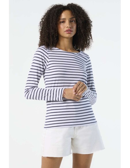 SOL-01403-Womens Long Sleeve Striped T-Shirt Marine 2